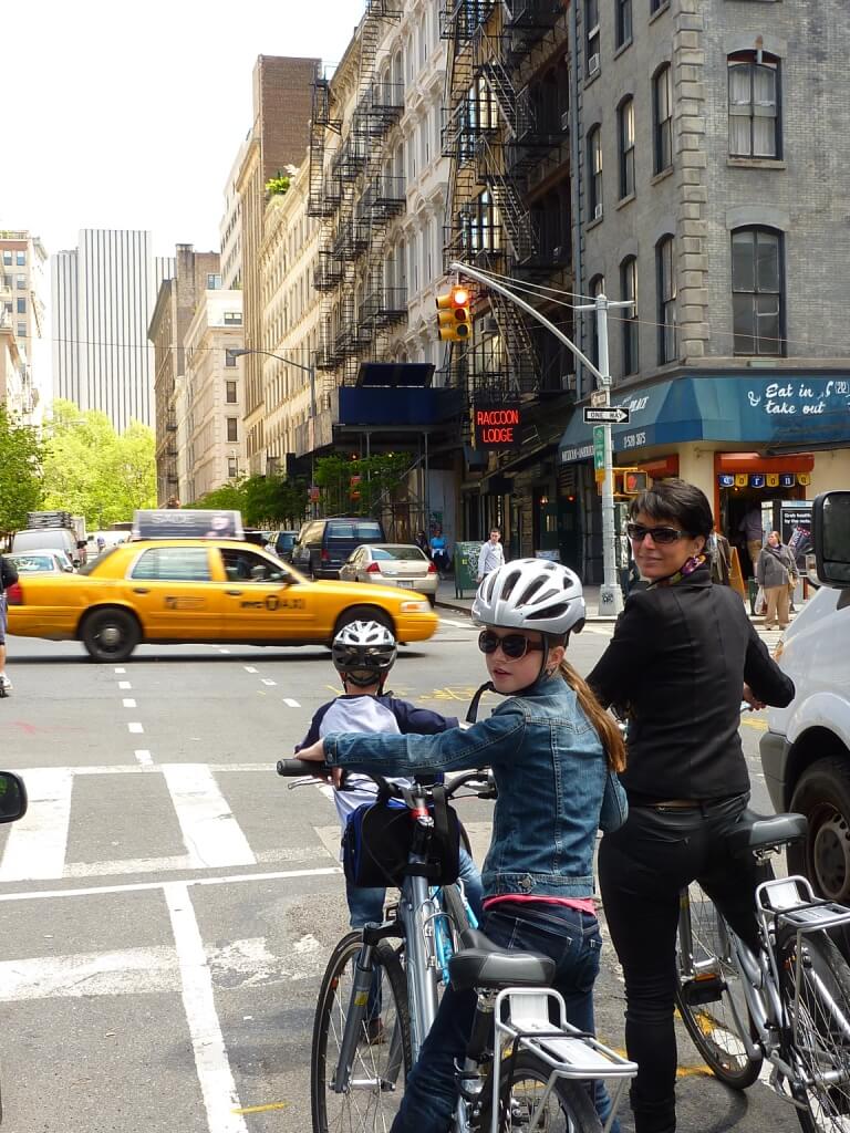 On a bike crossing Manhattan Biking in Manhattan