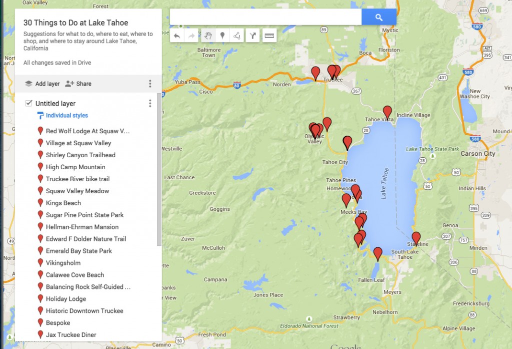 Lake Tahoe Attractions Map 30 Things to Do in Lake Tahoe