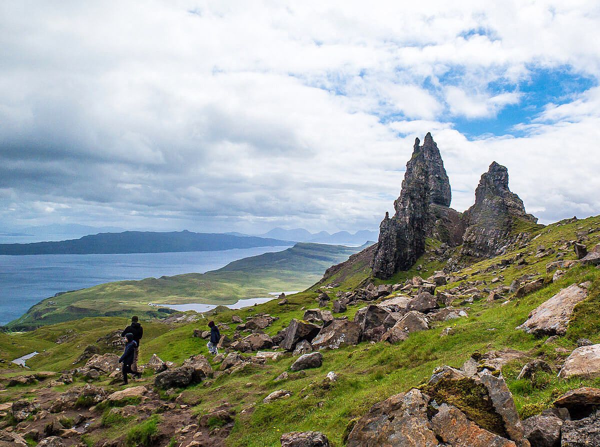 old man of storr hike in rain